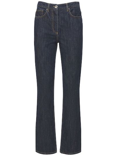 Salvatore Ferragamo - Cotton denim jeans w/ leather pockets - Denim ...