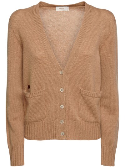 camel v neck cardigan