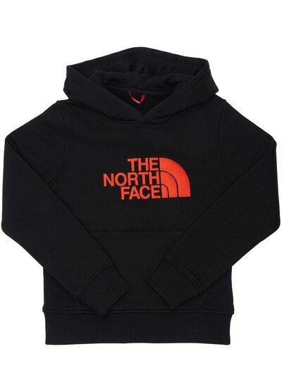 north face black and red hoodie