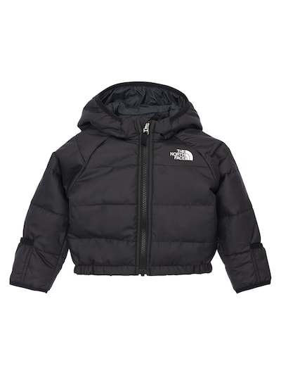 north face black hooded puffer jacket