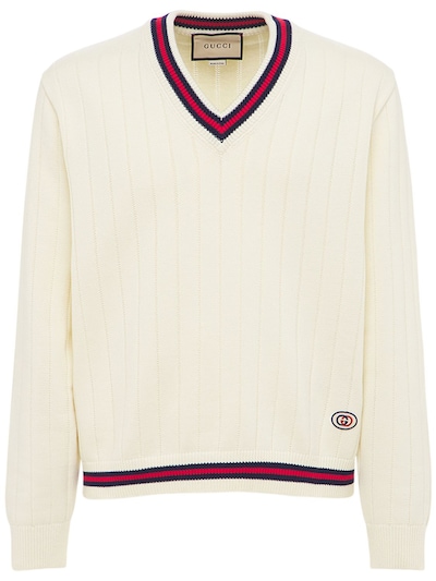 Athletic Knit V-Neck Baseball Jersey With Knitted Trim