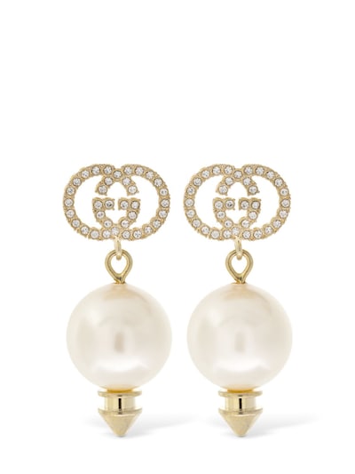 Gucci - Gg imitation pearl pendant earrings - Crystal/Cream | Luisaviaroma