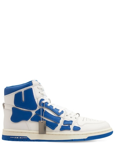 Amiri - Skel-top high leather sneakers - White/Blue | Luisaviaroma