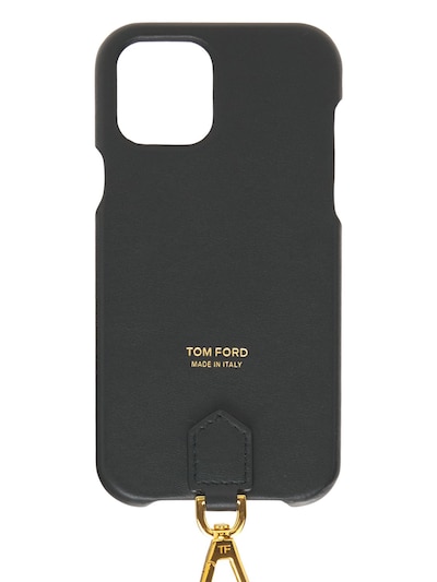 Tom Ford - Logo iphone 12 pro cover w/ neck strap - Black | Luisaviaroma