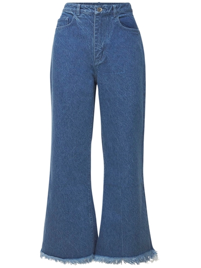 Marques'Almeida - Organic cotton denim crop flare jeans - Blue |  Luisaviaroma