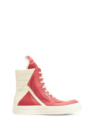 Rick Owens Geobasket leather high - Red/Off White |