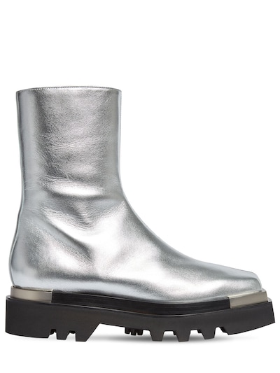 silver combat boots