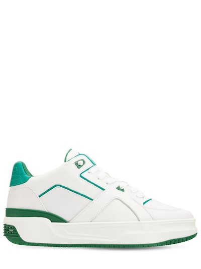 Just Don - Luxury courtside low leather sneakers - White/Green ...