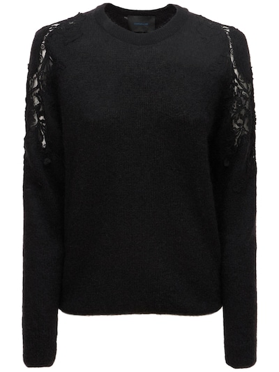 Costarellos - Mohair blend knit crewneck sweater - Black | Luisaviaroma