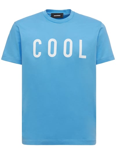 T-shirt in jersey di cotone stampatoDSquared² in Cotone da Uomo colore Blu Uomo T-shirt da T-shirt DSquared² 1% di sconto 
