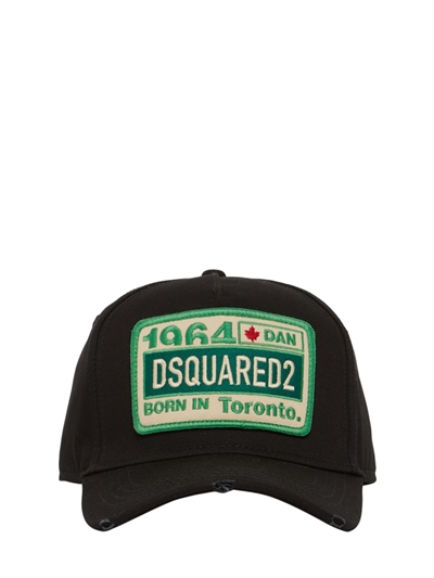 Embroidered cotton gabardine cap 
