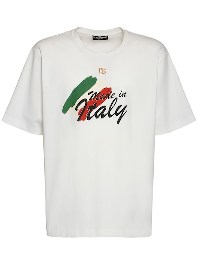 Dolce & Gabbana - Made in italy cotton blend t-shirt - White | Luisaviaroma