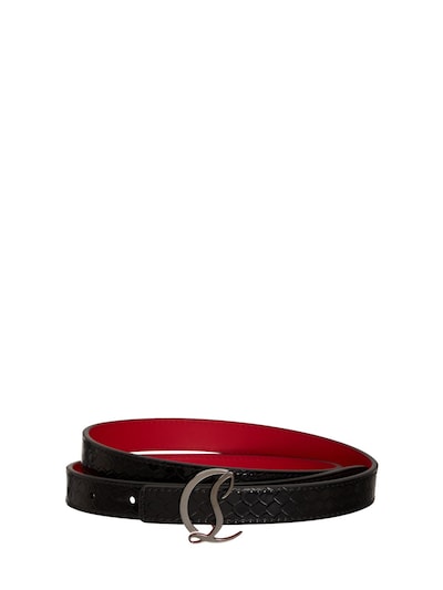 Christian Louboutin - 2cm logo buckle leather belt Black/Gunmetal | Luisaviaroma