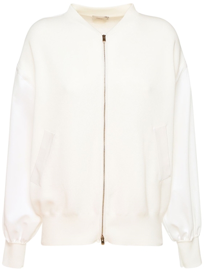 white silk bomber jacket