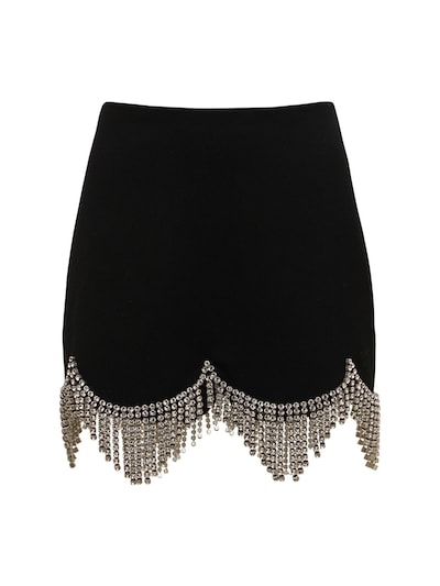 Area - Embellished wool blend mini skirt - Black | Luisaviaroma