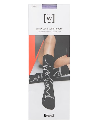 Lurex Logo Script Stretch Nylon Socks Luisaviaroma Women Clothing Underwear Socks 