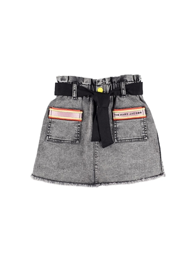 Logo stretch cotton denim skirt w 