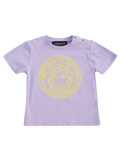 Luisaviaroma Girls Clothing T-shirts Printed Medusa Cotton Jersey Romper 