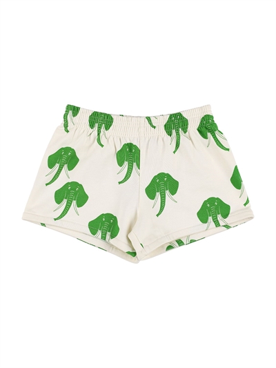 Elephants print organic sweat shorts 