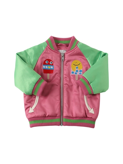 embroidered satin bomber jacket