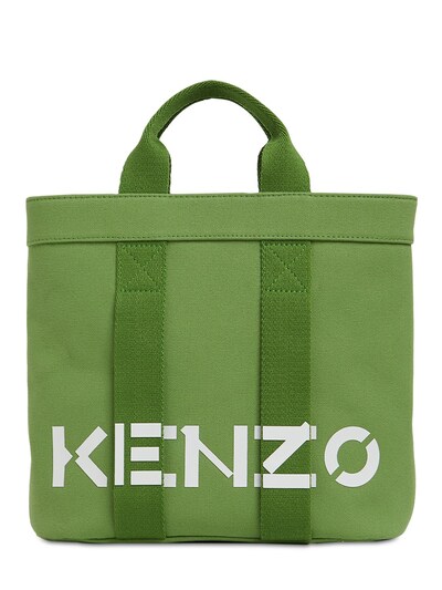 KENZO - Small logo cotton canvas tote bag - Green | Luisaviaroma