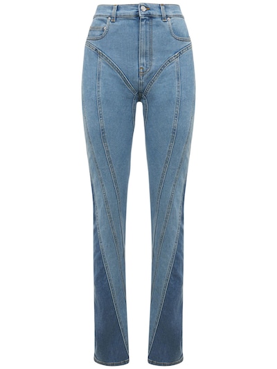 Mugler - High rise stretch cotton denim jeans - Medium Blue | Luisaviaroma