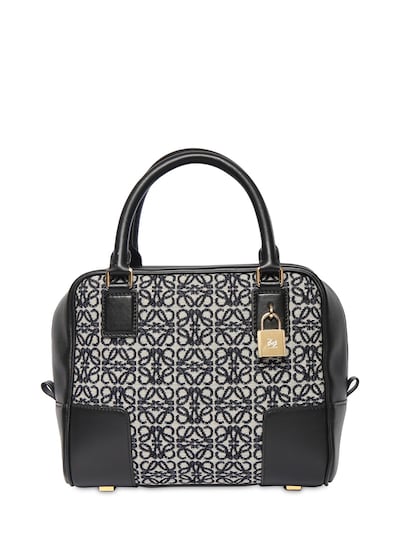 Loewe - Amazona 19 logo jacquard top handle bag - Navy/Black | Luisaviaroma