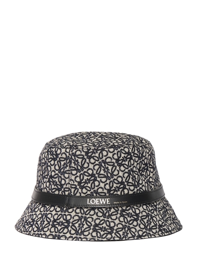 Anagram jacquard \u0026 leather bucket hat 