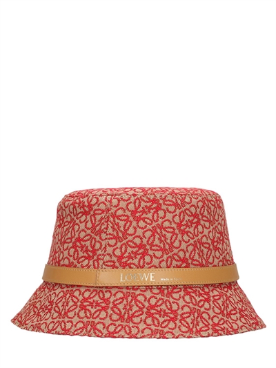 Anagram jacquard \u0026 leather bucket hat 