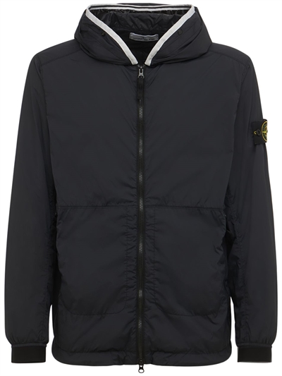DONKER BLAUW - STONE ISLAND Zomerjas Nylon Batavia met capuchon en blinde  sluiting, donker blauw V0020 - 13101 - 13101 - Tijssen Mode
