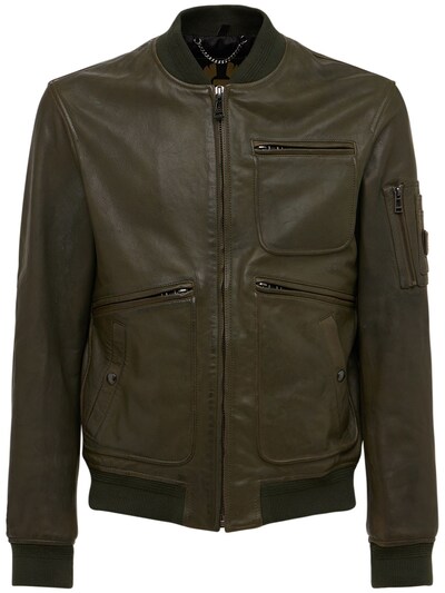 Belstaff - Finsbury leather jacket - Dark Green | Luisaviaroma