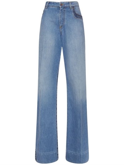 Philosophy Di Lorenzo Serafini - Jeans larghi vita alta in denim di cotone  - Blu | Luisaviaroma