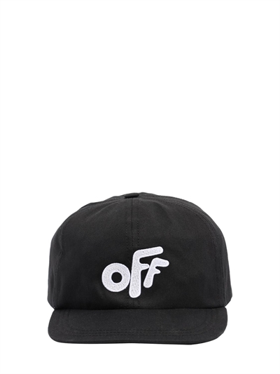 Off-White - Cappello baseball in gabardina di cotone - Nero | Luisaviaroma