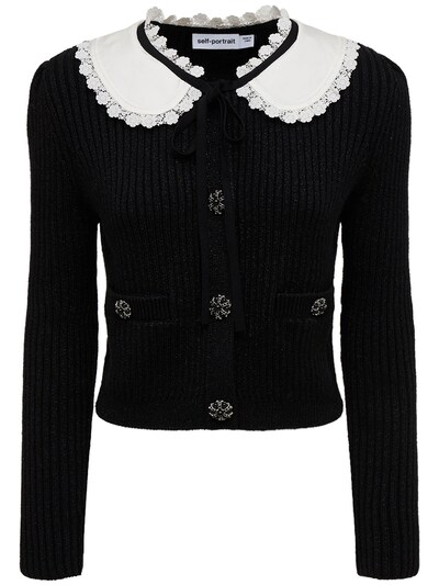 self portrait lace collar cardigan