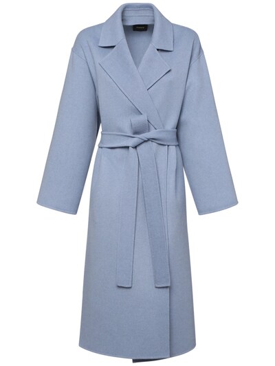 Collar Wool Cashmere Midi Coat, Theory Trench Coat Blue