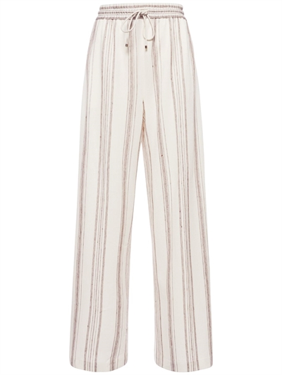 Max Mara - Pantaloni in jersey di cotone e lino - Multicolore | Luisaviaroma