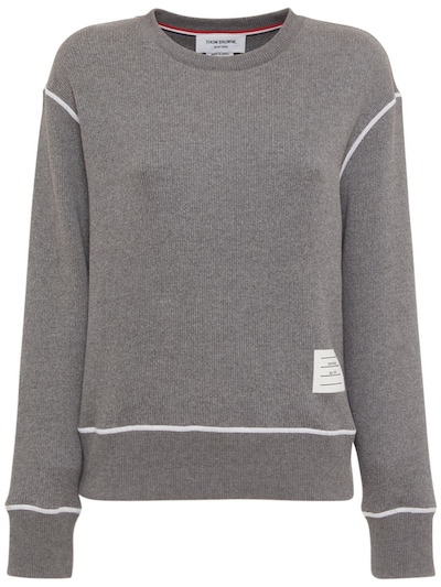 Thom Browne - Logo cotton jersey crewneck sweatshirt - Grey | Luisaviaroma