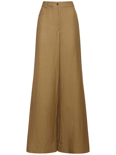 Alberta Ferretti - Viscose & linen twill wide leg pants - Green ...