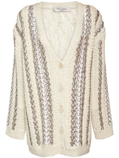 cream open knit cardigan