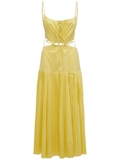 Jonathan Simkhai - Rem pleated cotton blend long dress - Yellow ...