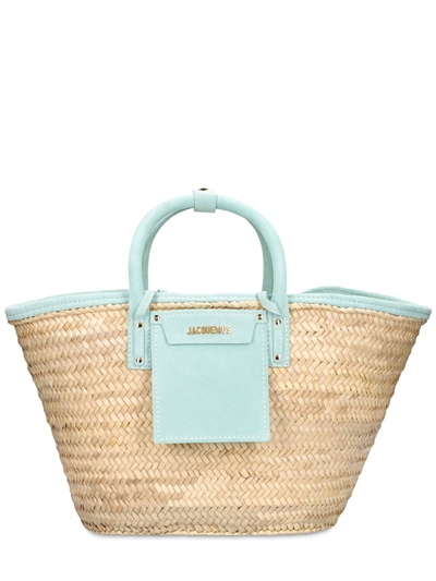 Jacquemus - Borsa le panier soleil in paglia e pelle - Turchese Chiaro |  Luisaviaroma