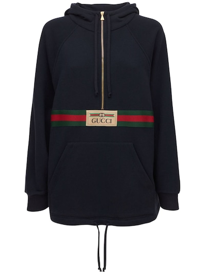 Gucci - Felted cotton jersey mini sweatdress - Navy | Luisaviaroma