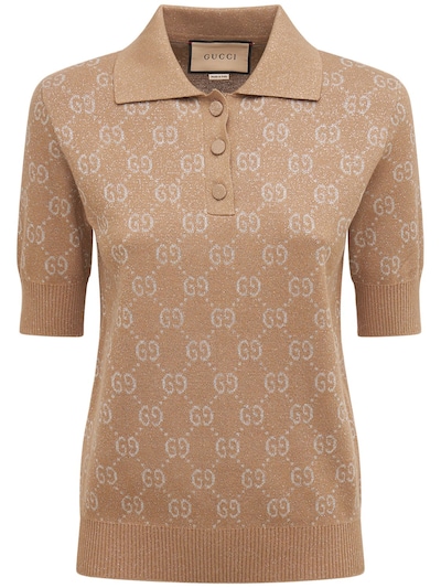 Gucci Lamé Knit Polo Shirt