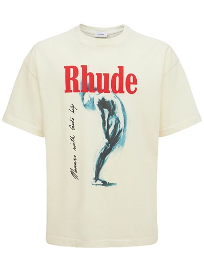 Rhude - God help me printed cotton t 