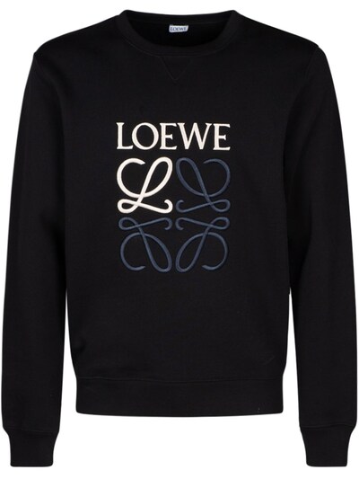 Loewe - Anagram embroidery cotton sweatshirt - Black | Luisaviaroma