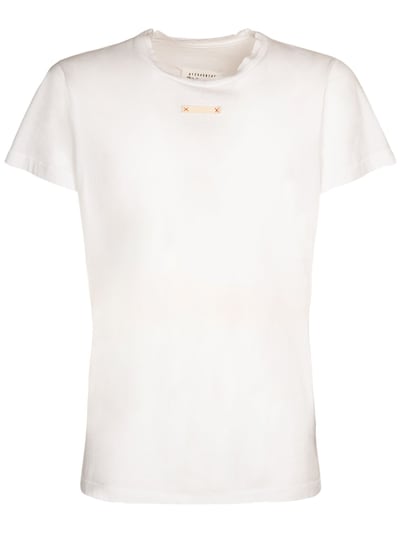 Logo tag cotton jersey t-shirt - Maison Margiela - Men | Luisaviaroma