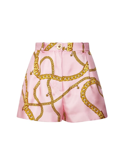 silk shorts pink