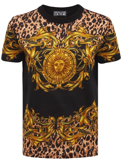 Versace Jeans Couture - Baroque print cotton jersey t-shirt - Black/Gold |  Luisaviaroma