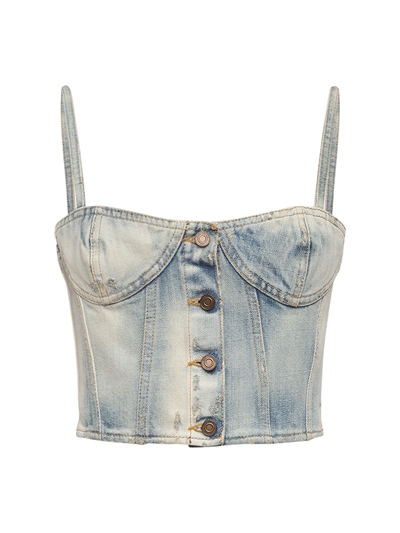 Saint Laurent - Cotton denim corset 