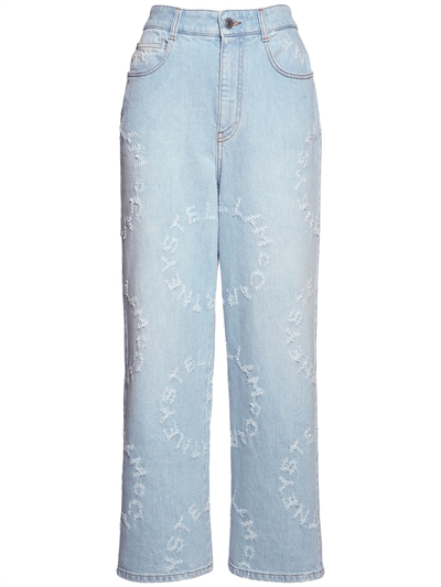 Logo denim high waist wide jeans 